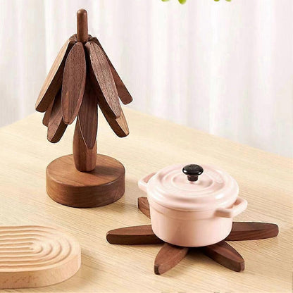 Set Wooden Coasters in Tree Shape, Wooden Insulation Mat_tfrf V1237-ZY-203-5044