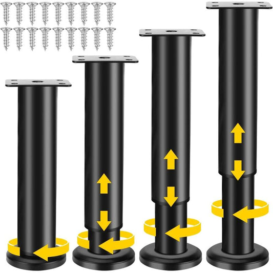 pcs Furniture Legs, 18-30 cm Adjustable Furniture Legs with 18 pcs Screws, Metal Bathroom Cabinet Feet for V1237-ZY-203-5065
