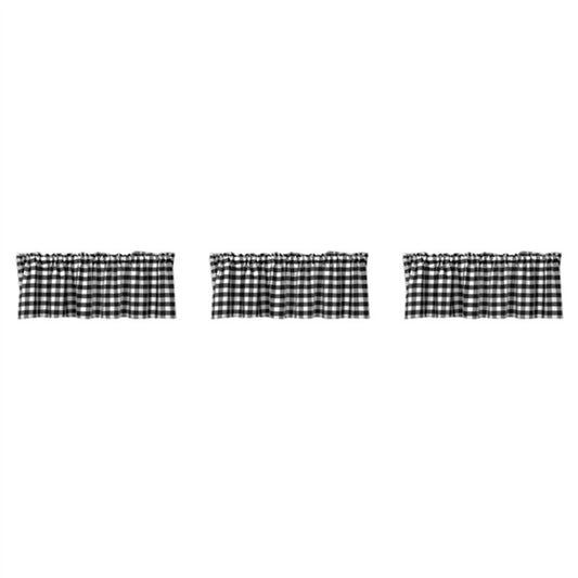 Black & White Checkered Kitchen Curtain, Farmhouse Style, 3-Pack, Window Decoration V1237-ZY-203-5076