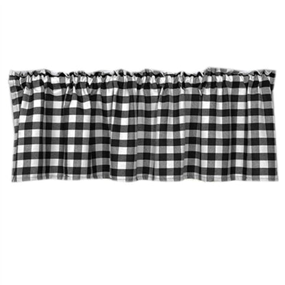 Black & White Checkered Kitchen Curtain, Farmhouse Style, 3-Pack, Window Decoration V1237-ZY-203-5076