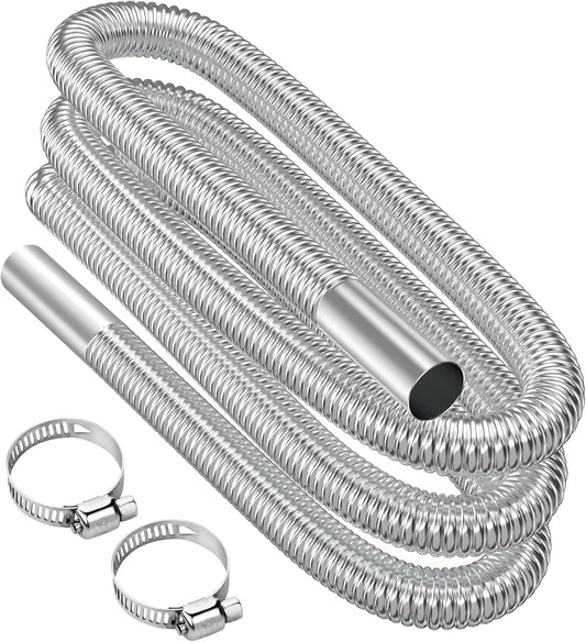 Air heater hose, 300 cm 2.5 cm stainless steel exhaust pipe, parking heater pipe with 2 hose clamps, for V1237-ZY-203-5109