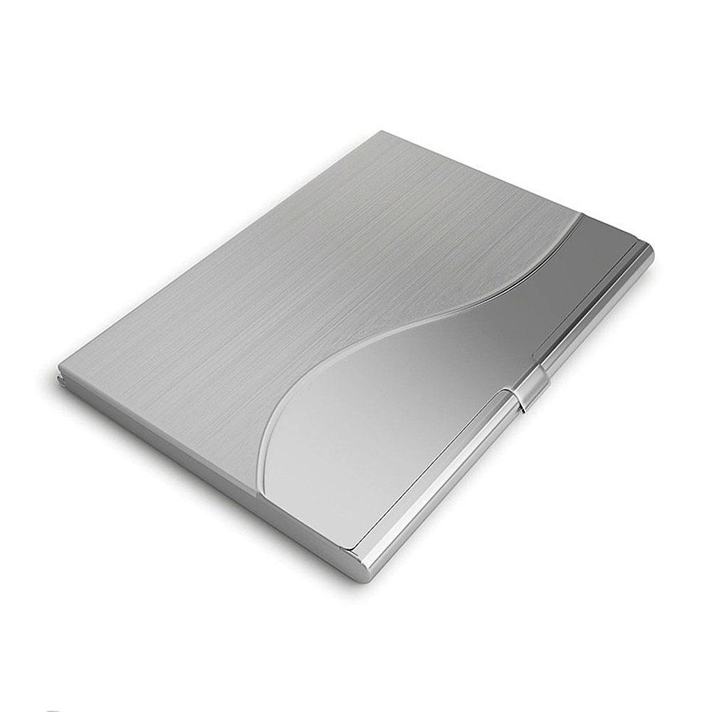 Slim Stainless Steel Card Case ""Wave"" - Silver Silver Silver V1237-ZY-203-5118