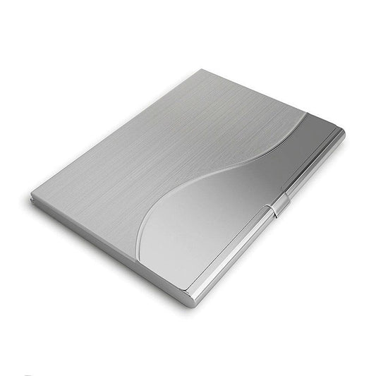 Slim Stainless Steel Card Case ""Wave"" - Silver Silver Silver V1237-ZY-203-5118
