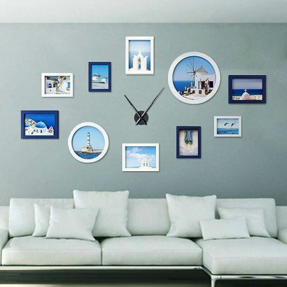 Large Black Wall Clock with Single Hand without Numbers, Clock Mechanism with High Longitudinal Shaft and V1237-ZY-203-5168