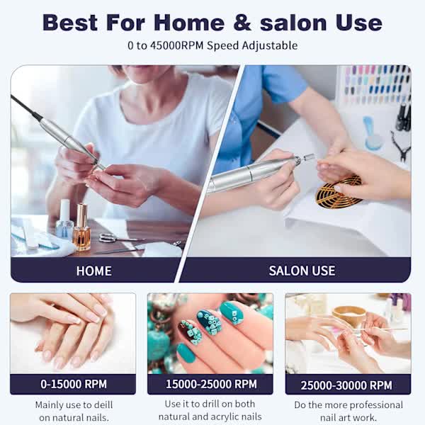 [CA] Fast and Efficient 45000 rpm Rechargeable Portable Electric Nail File Pink V1237-ZY-203-5182