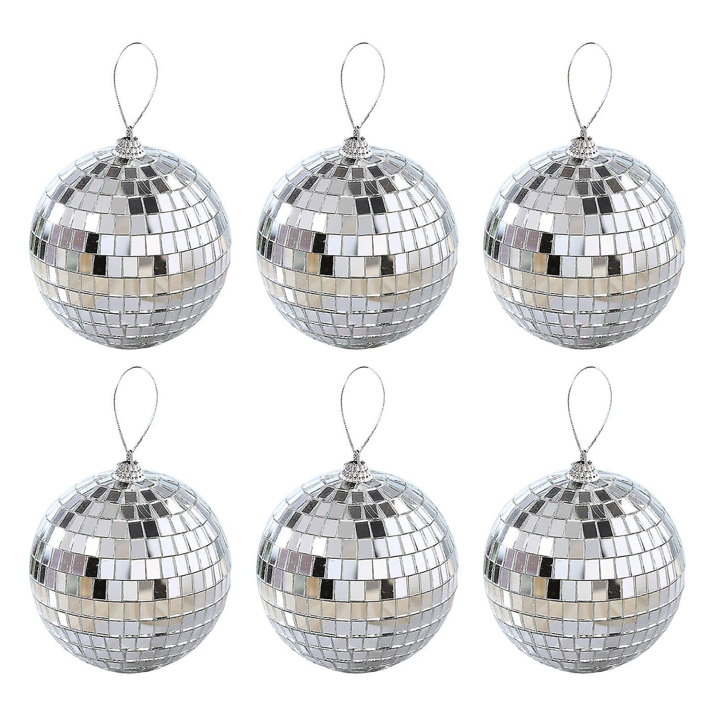 6/12 pcs Mini Disco Ball Party Decorations Silver Mini Plastic Ornaments Small Disco Balls Silver Silver_MGF V1237-ZY-203-5185