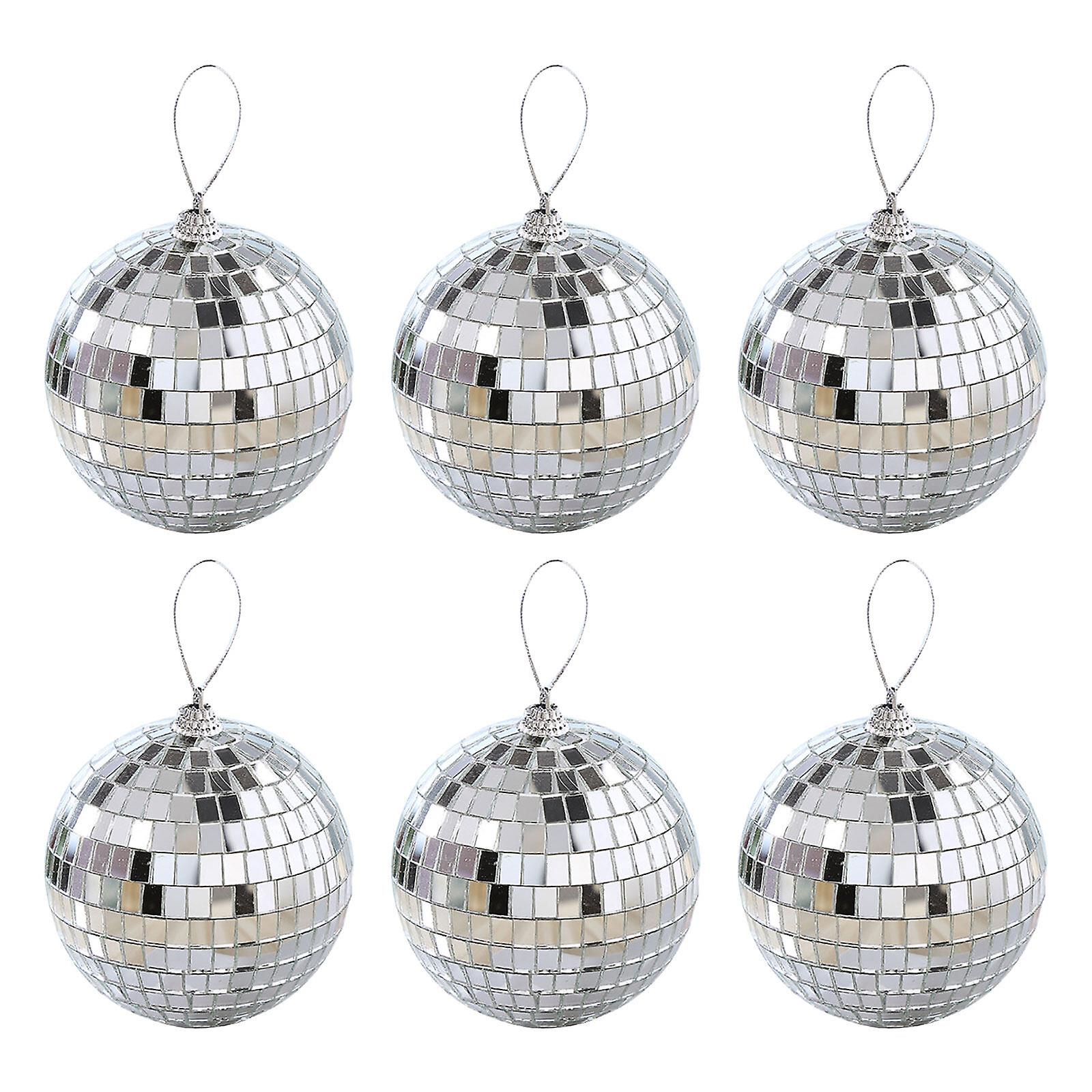 6/12 pcs Mini Disco Ball Party Decorations Silver Mini Plastic Ornaments Small Disco Balls Silver Silver_MGF V1237-ZY-203-5185
