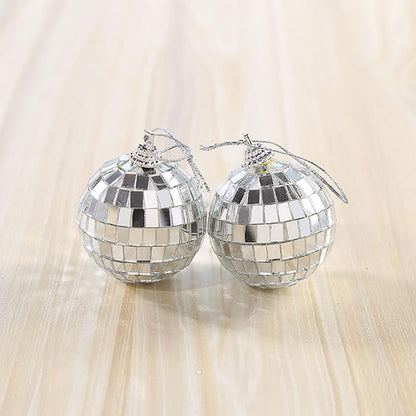 6/12 pcs Mini Disco Ball Party Decorations Silver Mini Plastic Ornaments Small Disco Balls Silver Silver_MGF V1237-ZY-203-5185