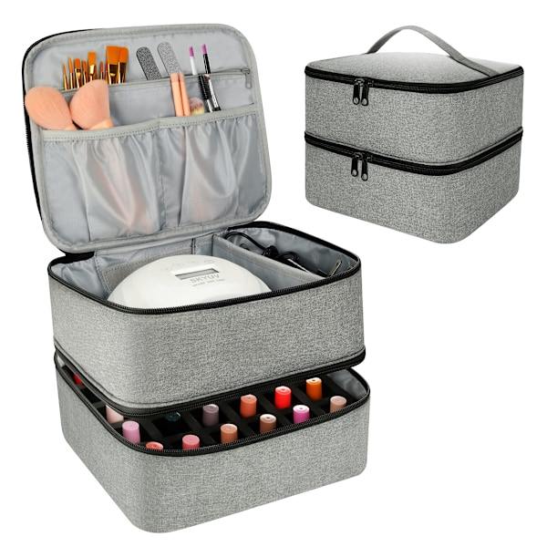 Nail Polish Storage Case with UV Light - Professional Organizer for Nail Kits, Gray_yux V1237-ZY-203-5263