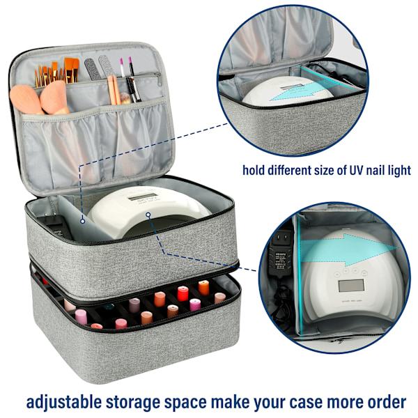 Nail Polish Storage Case with UV Light - Professional Organizer for Nail Kits, Gray_yux V1237-ZY-203-5263