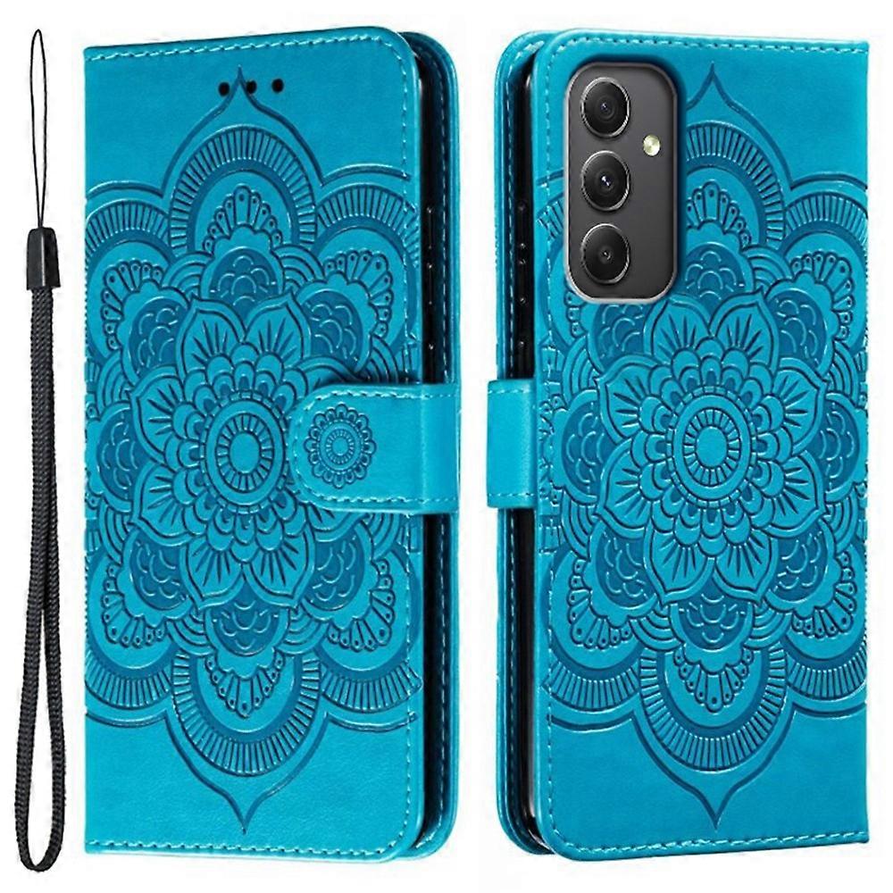 Samsung Galaxy A56 5G Case - PU Leather Mandala Embossed Wallet Case Multicolor_yux Multicolor Blue V1237-ZY-203-5268