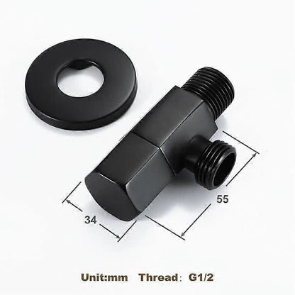 Black Shut-off Valve Angle Faucet Brass Diverter Toilet Valve Shower Nozzle Connector Solid Brass Coupling V1237-ZY-203-5286