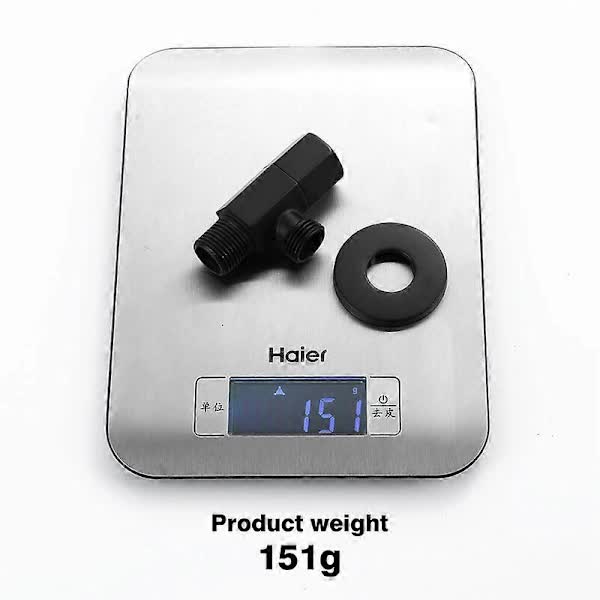 Black Shut-off Valve Angle Faucet Brass Diverter Toilet Valve Shower Nozzle Connector Solid Brass Coupling V1237-ZY-203-5286