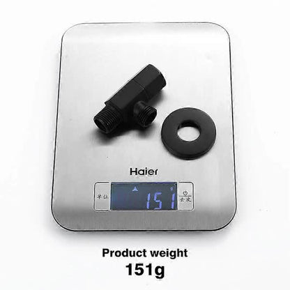 Black Shut-off Valve Angle Faucet Brass Diverter Toilet Valve Shower Nozzle Connector Solid Brass Coupling V1237-ZY-203-5286
