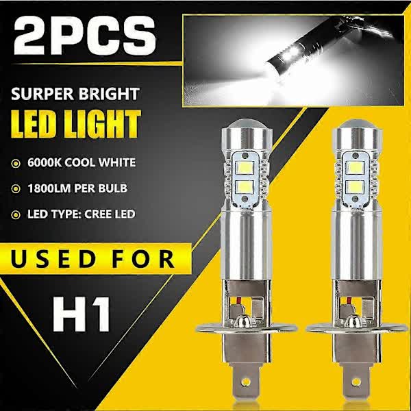 2x H1 LED Headlight Bulbs Conversion Kit High Beam Low Beam Fog Light 100W 6000K V1237-ZY-203-5298