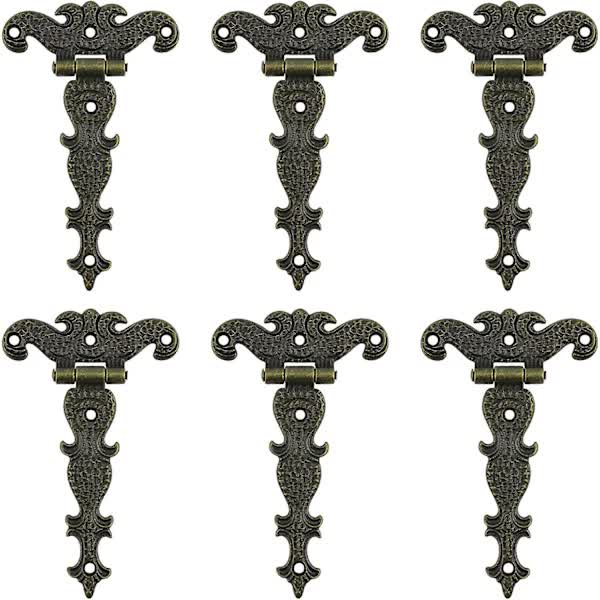 Antique Hinges, Bronze Decorative Retro Carved Hinges Cabinet Hinges For Doors Cupboard Jewelry Box 6 pcs V1237-ZY-203-5333