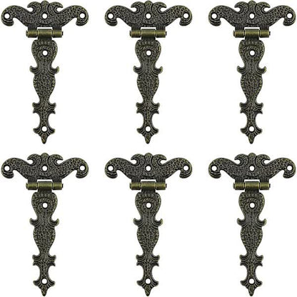 Antique Hinges, Bronze Decorative Retro Carved Hinges Cabinet Hinges For Doors Cupboard Jewelry Box 6 pcs V1237-ZY-203-5333