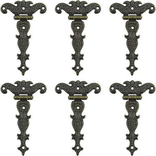 Antique Hinges, Bronze Decorative Retro Carved Hinges Cabinet Hinges For Doors Cupboard Jewelry Box 6 pcs V1237-ZY-203-5333