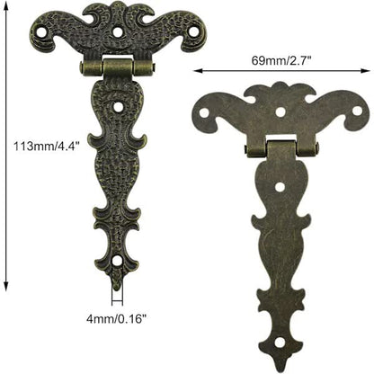 Antique Hinges, Bronze Decorative Retro Carved Hinges Cabinet Hinges For Doors Cupboard Jewelry Box 6 pcs V1237-ZY-203-5333