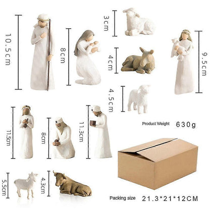 Willow Tree Nativity Scene Figurines Set Statue Hand Painted Decor Christmas Gift_yux V1237-ZY-203-5336