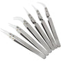 6pcs Precision Ceramic Inverted Soldering Tweezers Non-conductive Antimagnetic Pointed Curved Tips V1237-ZY-203-5345