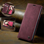CASEME 013 Series Samsung Galaxy S21 FE Wallet Case Stand Automatic Suction PU Leather Case Red_yux Red Red V1237-ZY-203-5360