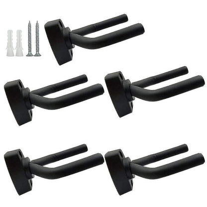 5-pack black guitar hanger wall mount with screws fits guitars V1237-ZY-203-5364