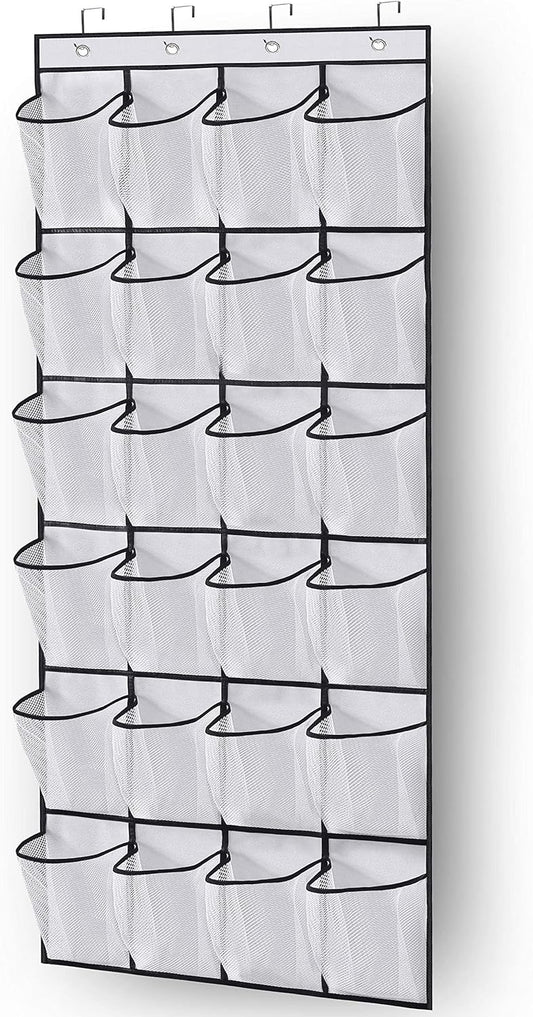 pc Over the Door Shoe Storage Organizer Hanging Shoe Rack Holder 24 Large Mesh Pockets for Closet Door V1237-ZY-203-5372