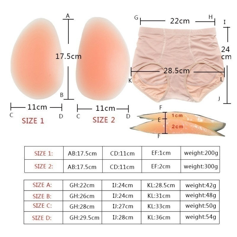 Silicone Insert Enhancer Fake Buttock Panty Hip Lift Black - Perfect Black Black M V1237-ZY-203-5377