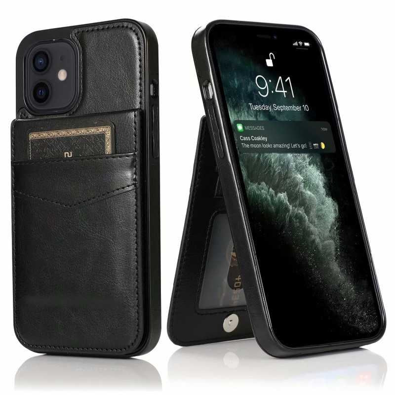 iPhone 13 Mobile Case Card Holder 6CK Retro V3 Black_yux V1237-ZY-203-5380