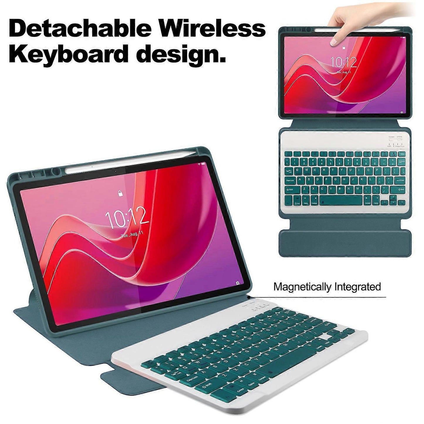 Case for Lenovo Tab M11/Xiaoxin Pad 11 2024 PU+Acrylic Tablet Stand Cover with Bluetooth Keyboard Multicolor V1237-ZY-203-5386
