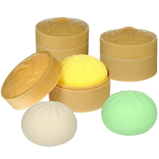 3pcs Dumpling Stress Balls Squeeze Sensory Toys with Steamer Handballs Toys Party Favors V1237-ZY-203-5404