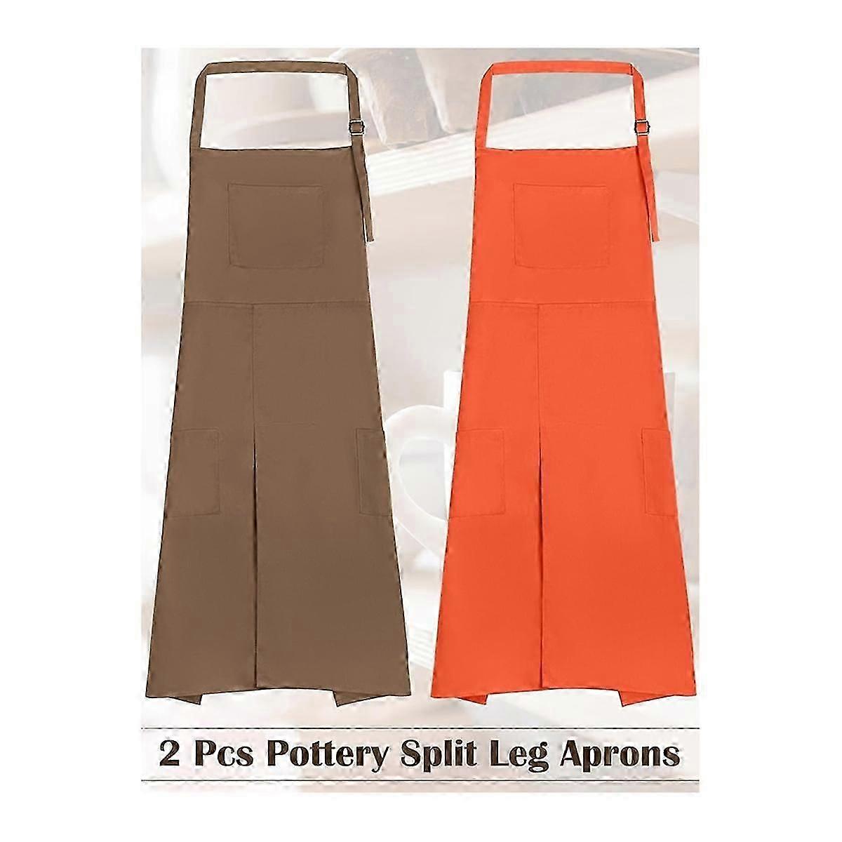 2pcs Ceramic Aprons with Split Legs Ceramic Aprons Split Legs Long Ceramic Aprons for Women Men DIY Cera V1237-ZY-203-5412