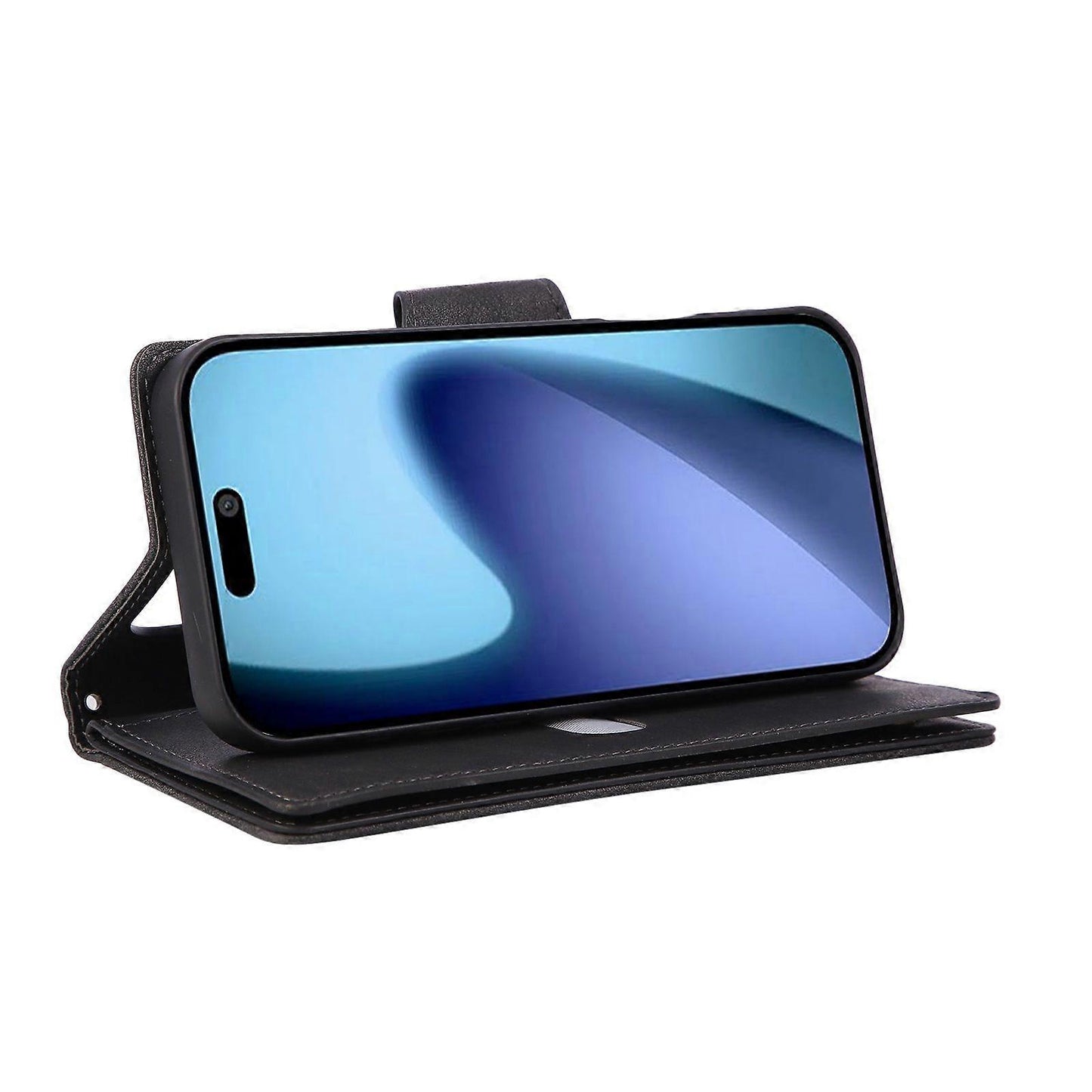Compatible with iPhone 17 Pro Max Magnetic Leather Wallet Card Holder Black V1237-ZY-203-5416