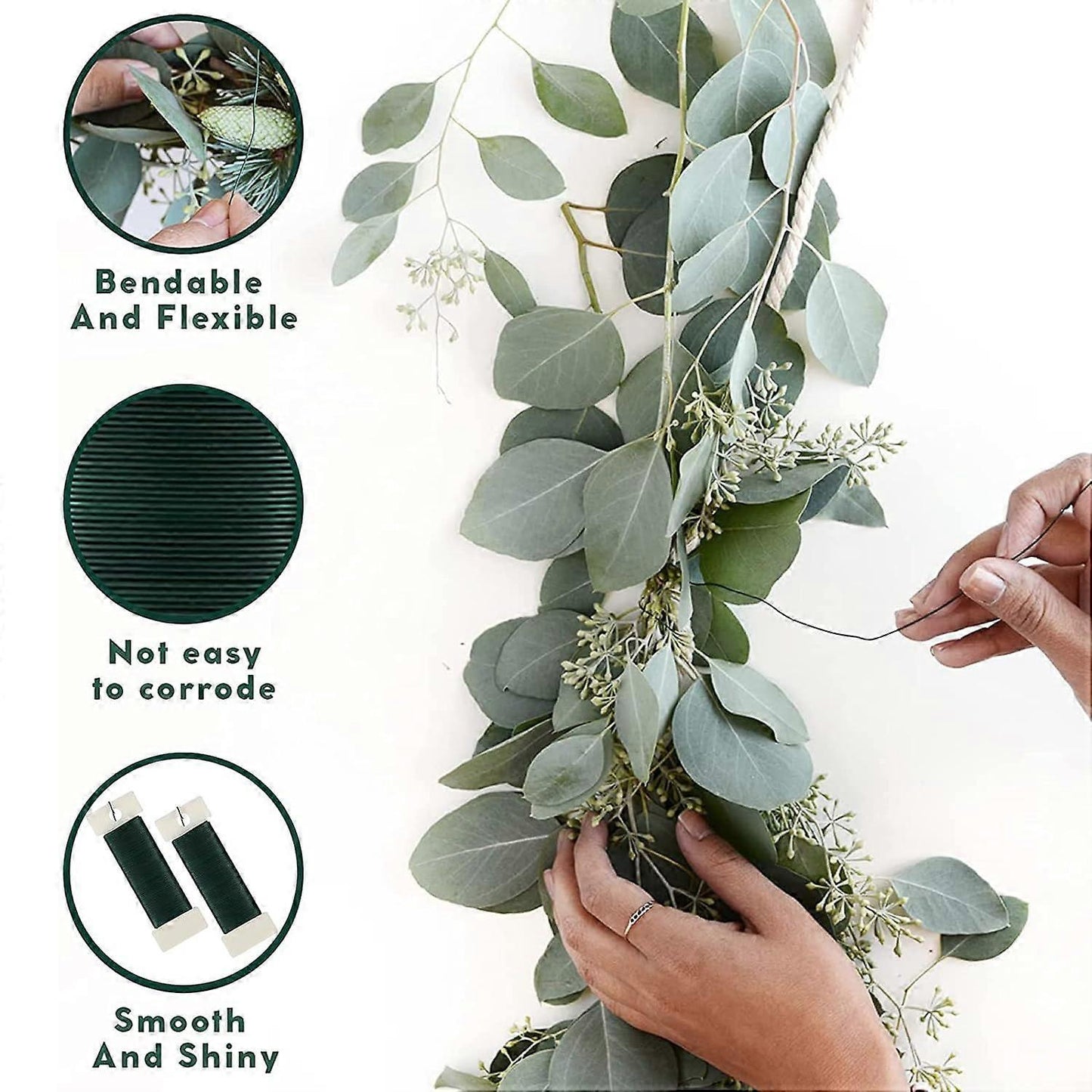 rolls green floral wire for wreath tying, wreath tying wire-yux V1237-ZY-203-5418