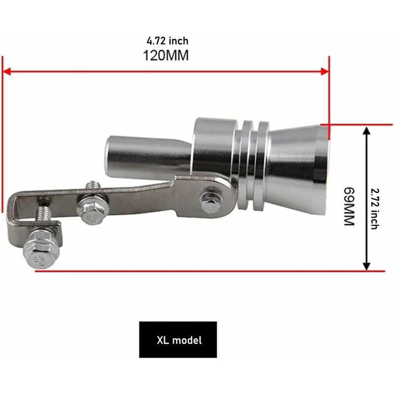 Universal Car Turbo Whistle Simulator, Aluminum Exhaust Whistle, Compatible with 56-85mm Pipe Diameter V1237-ZY-203-5428
