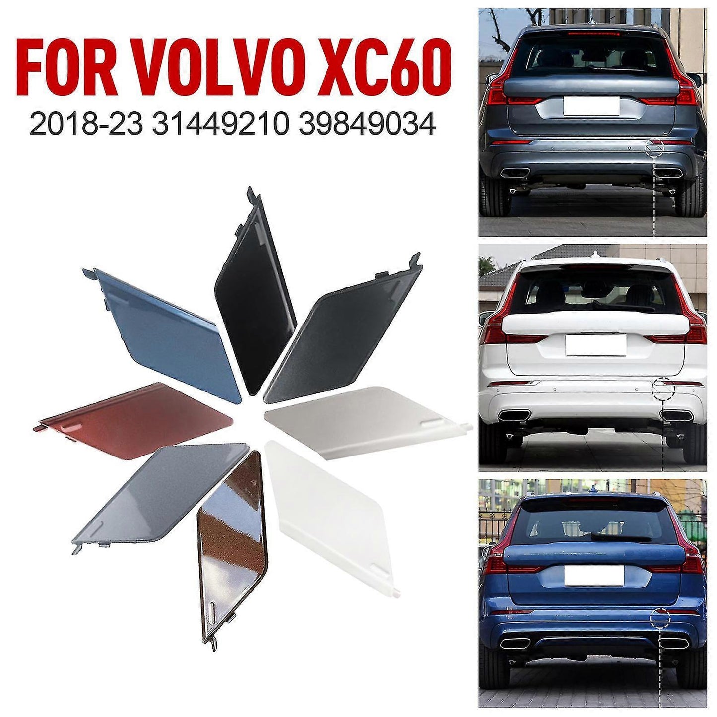 Volvo XC60 2018-2023 Towbar Cover Rear Bumper ABS OEM Fit Replacement_ma Maple Brown V1237-ZY-203-5437