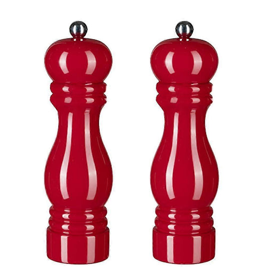 Salt and Pepper Mill Wooden Pepper Mill Salt Pepper Shaker With Adjustable Ceramic Rotor_Cheap Gifts 2pcs red V1237-ZY-203-5449