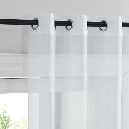 White Sheer Curtains, Set of 2 Short Curtains 132 x 160 cm Home Decor Bedroom Kitchen, Organza Tulle with V1237-ZY-203-5452