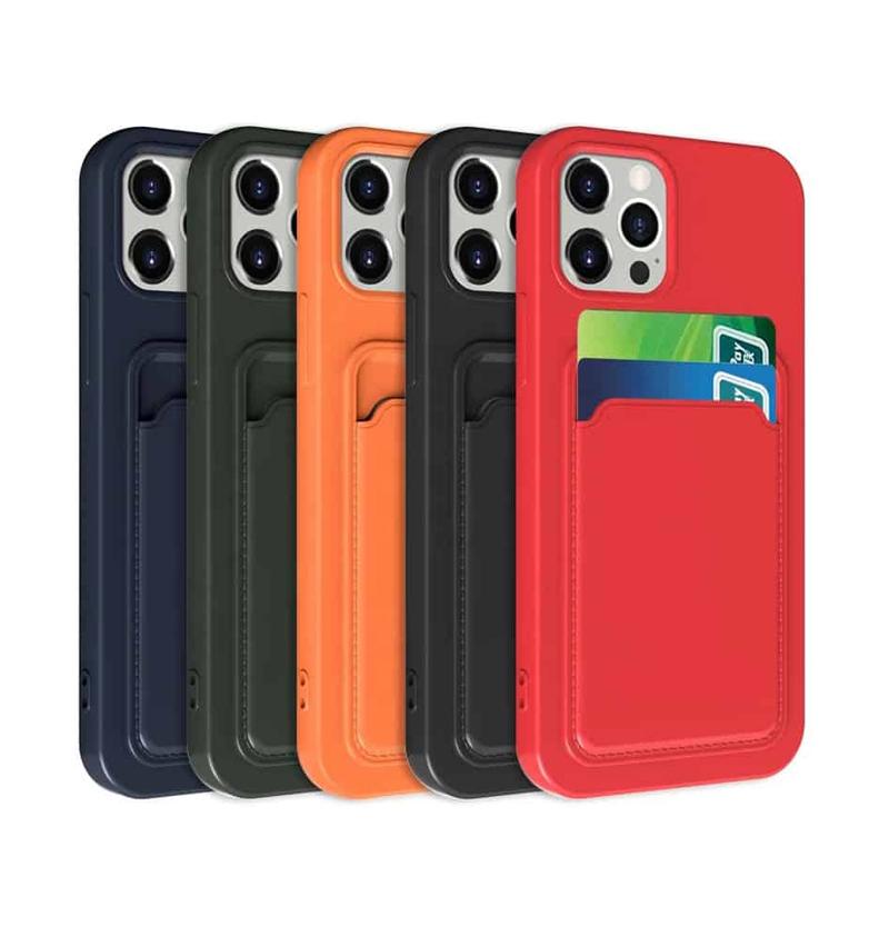 iPhone 13 Silicone Case with Card Holder - Black Black V1237-ZY-203-5461