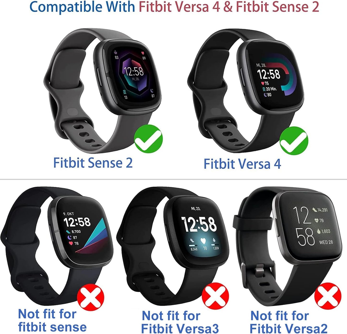 Diruite 4-Pack Case for Fitbit Versa 4/Sense 2 Screen Protector, HD Shockproof Soft TPU Full Protection V1237-ZY-203-5468