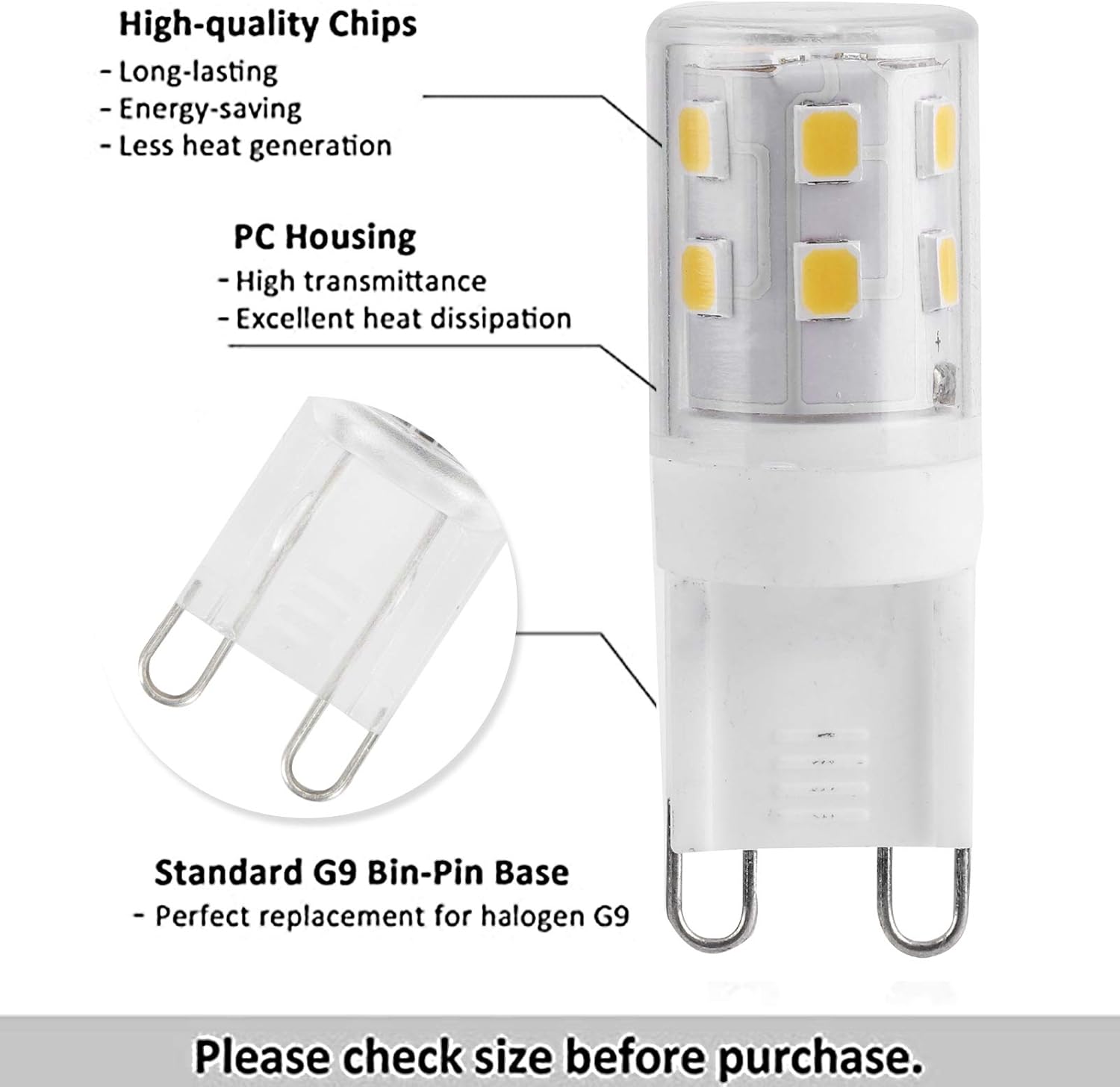 10pcs G9 2W 16LED Mini LED Bulbs, Ceramic Base, Eye Protection, Dimmable Design, Energy Saving Equivalent to V1237-ZY-203-5469