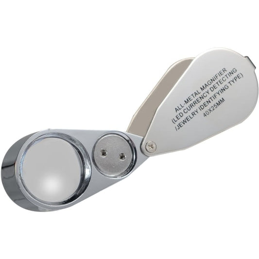 Jewelers Loupe 40X Magnification Metal Foldable Loupe with LED & UV Light V1237-ZY-203-5481