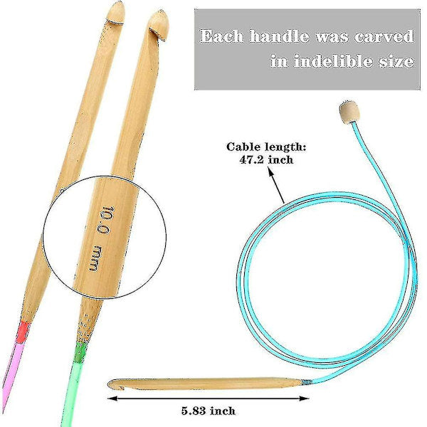 23-piece Tunisian crochet hook set with pearl, carbonized bamboo crochet hook [CO] V1237-ZY-203-5497