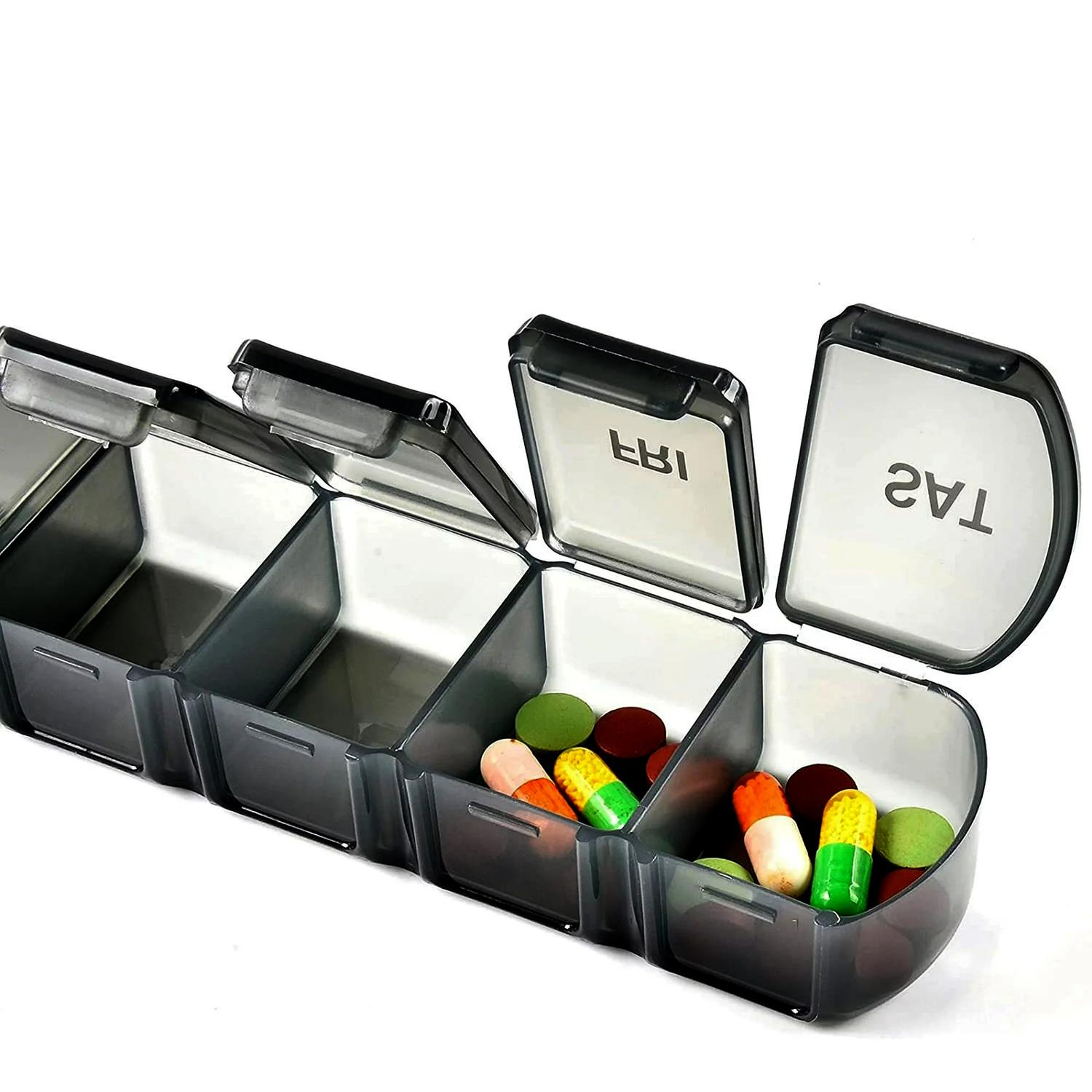 Medicine dispenser for 1 week with large compartments black V1237-ZY-203-5510