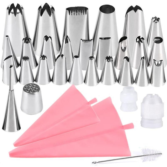 27pcs Pink Tulle Set Liquor Tips Bag Connector, Cake Tool V1237-ZY-506-0011
