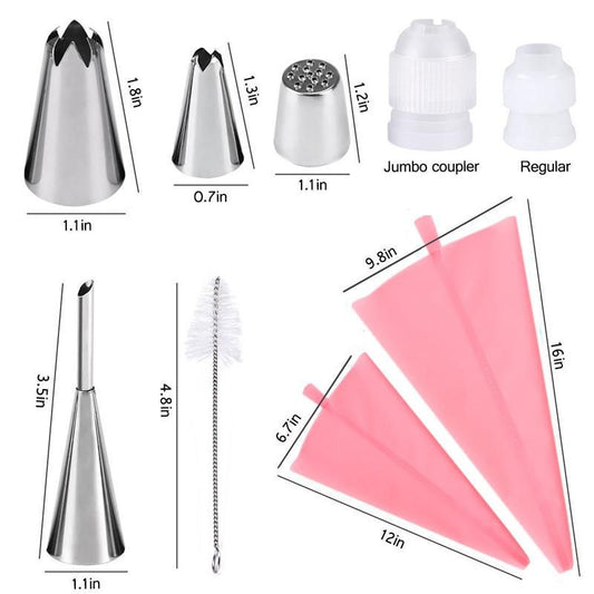 27pcs Pink Tulle Set Liquor Tips Bag Connector, Cake Tool V1237-ZY-506-0011