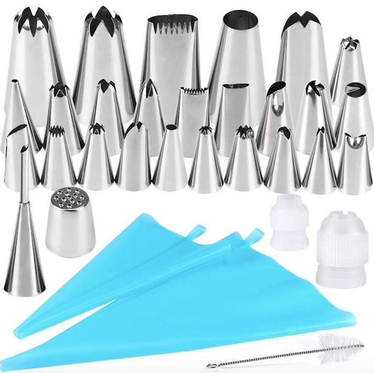 27pcs Liquor Tips, Bag & Connector Cake Decorating Tool Set, Turquoise V1237-ZY-506-0012
