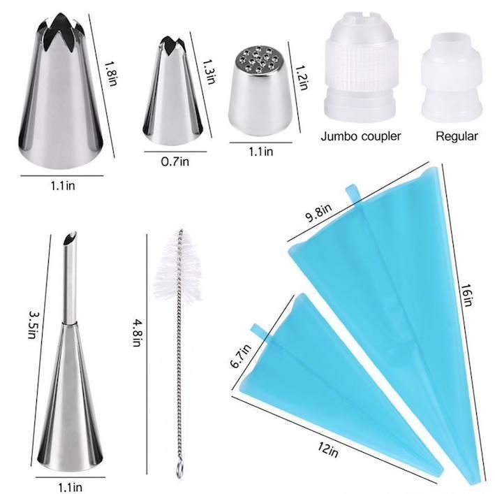 27pcs Liquor Tips, Bag & Connector Cake Decorating Tool Set, Turquoise V1237-ZY-506-0012