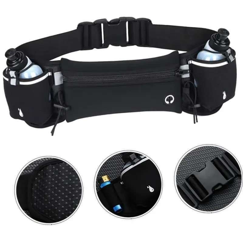Running Belt with Water Bottles for Active People, Black V1237-ZY-506-0022